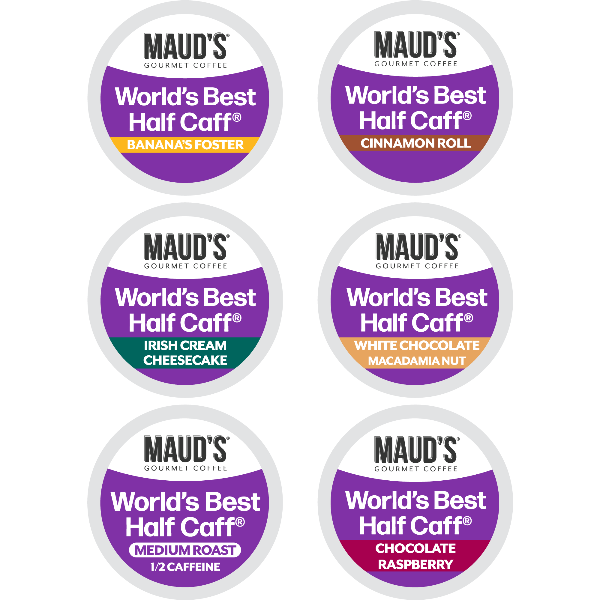 Maud's World's Best Half Caff Flavored Coffee Pods Variety Pack - 48ct