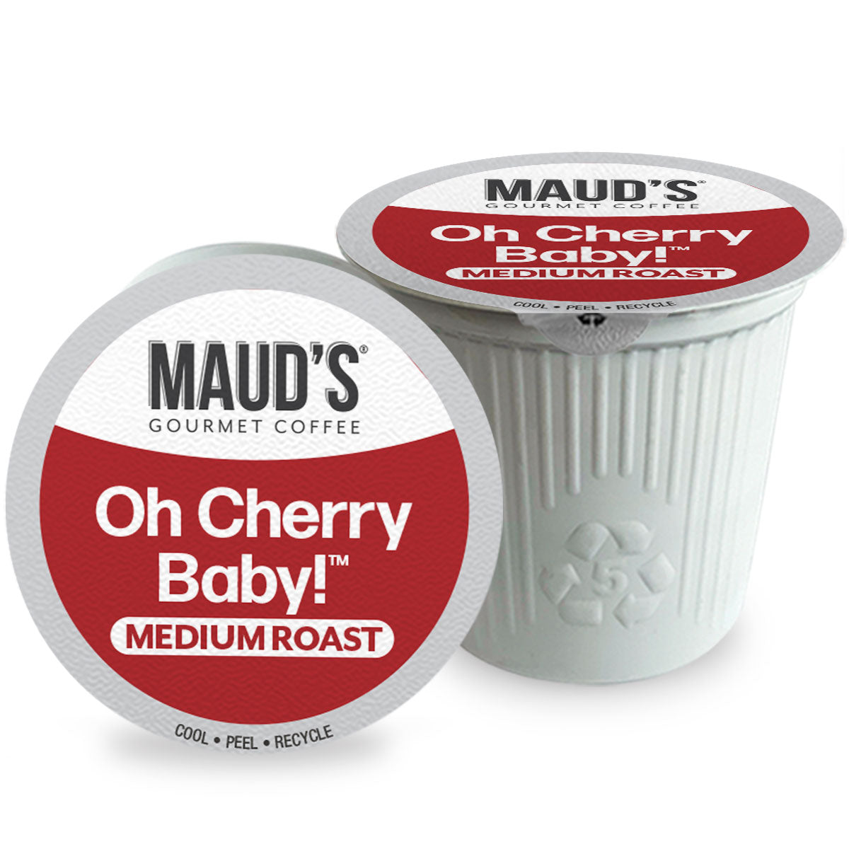 Maud's Cherry Flavored Coffee Pods, 50ct, Medium Roast Flavored Coffee in Single Serve Pods 100% Arabica Beans, Compatible with Keurig K Cups Maker