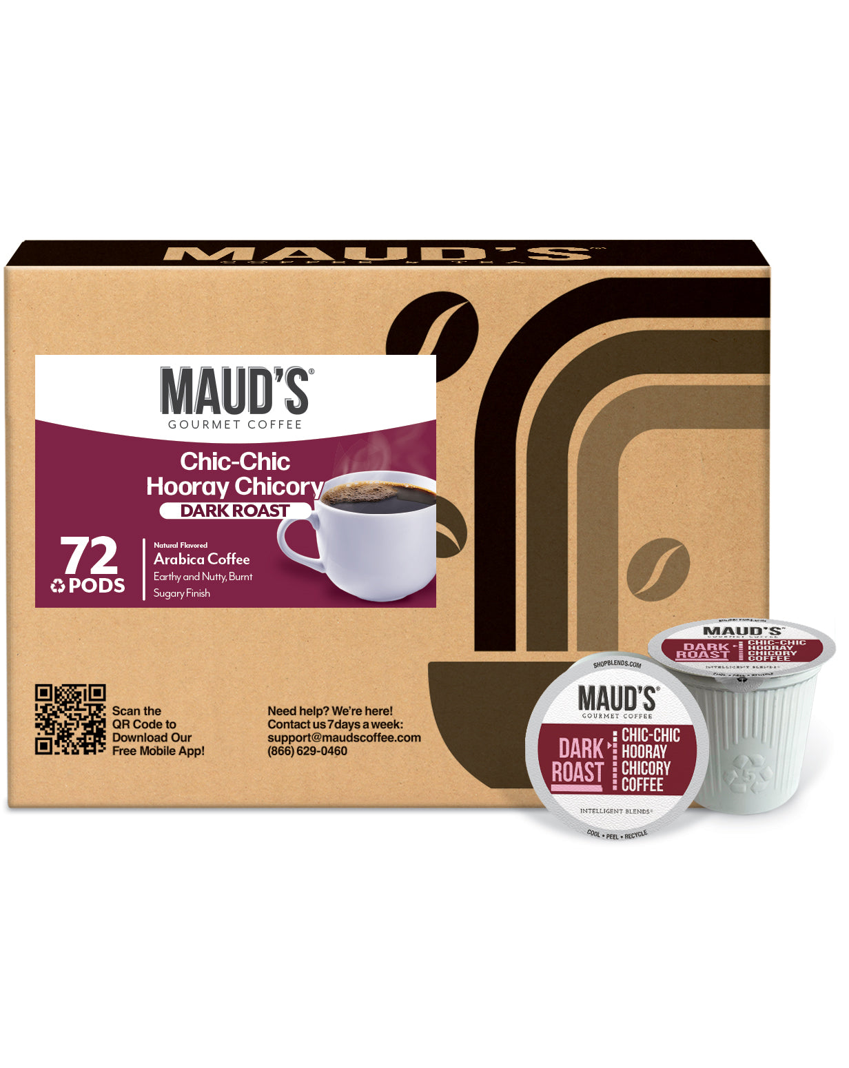 Maud's Chicory Dark Roast Coffee Pods, 18 ct | Chic-Chic Hooray Chicory Coffee | 100% Arabica Dark Roast Coffee