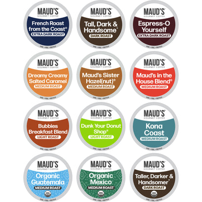 Maud's 12 Flavor Bulk Coffee Variety Pack (Variety Family Pack)
