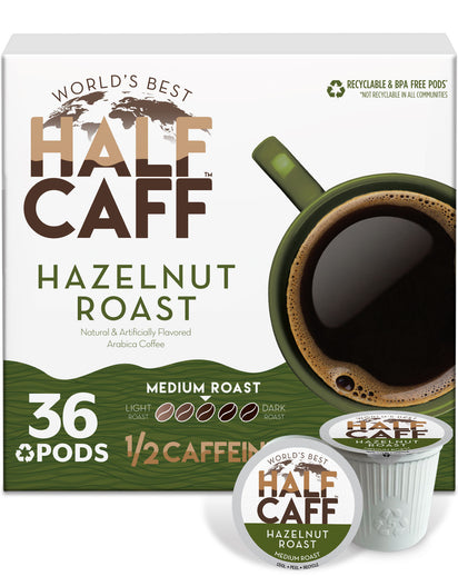 World's Best Half Caff Hazelnut Roast Flavored Coffee Pods